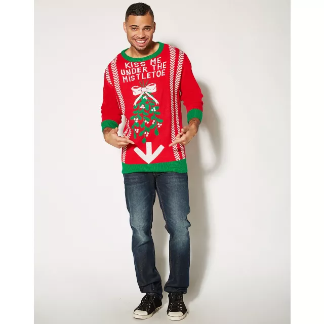 Adult Under the Mistletoe Ugly Christmas Sweater at Spencer's