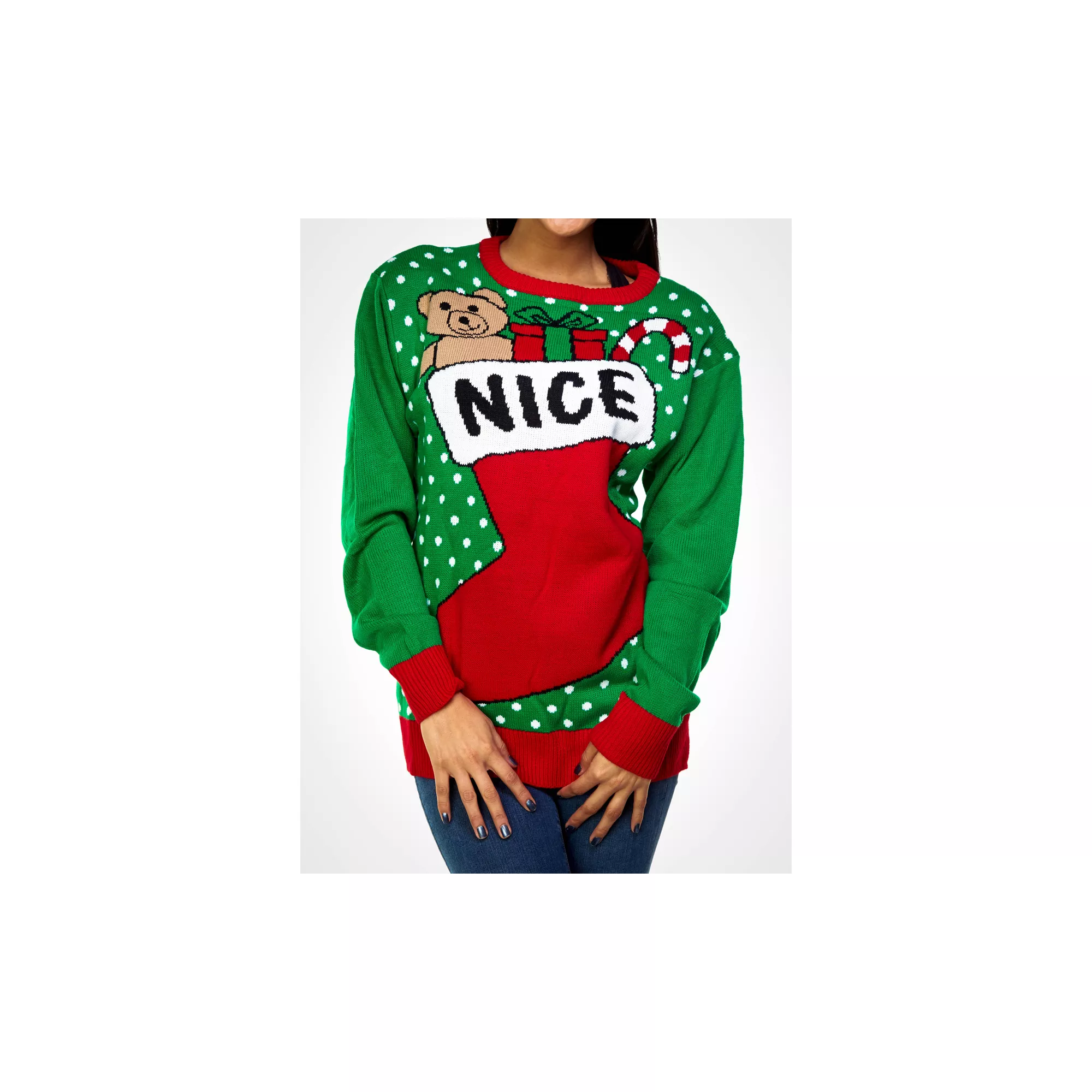 Nice Stocking Adult Sweater at Spirit Halloween