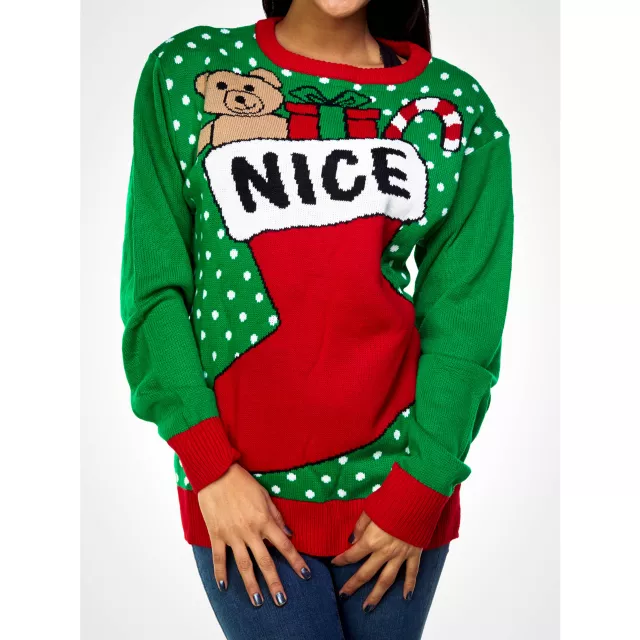 Nice Stocking Adult Sweater at Spirit Halloween
