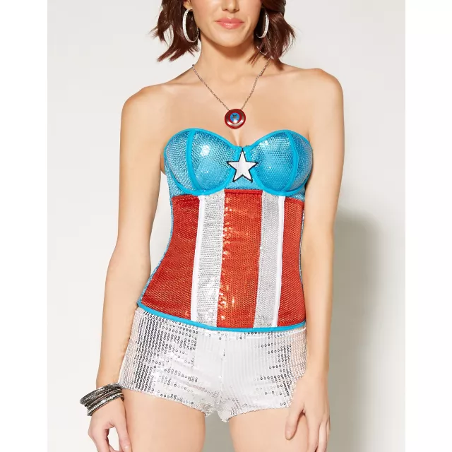 Sequin Captain America Marvel Corset at Spencer's