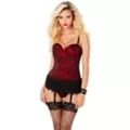 Victorian Lace Bustier and Thong Panties Set - Red at Spencer's