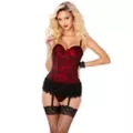 Victorian Lace Bustier and Thong Panties Set - Red at Spencer's