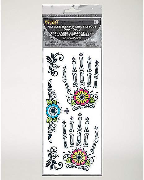 Day of the Dead Flower Arm Bone Tattoo - Spencer's