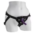 Black Velvet Vibrating Strap-On Harness at Spencer's