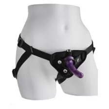 Black Velvet Vibrating Strap-On Harness at Spencer's