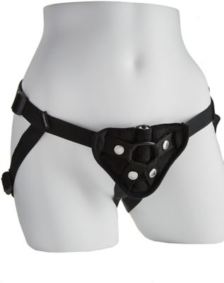 Black Velvet Vibrating Strap-On Harness