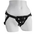 Black Velvet Vibrating Strap-On Harness at Spencer's