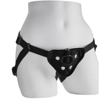 Black Velvet Vibrating Strap-On Harness at Spencer's