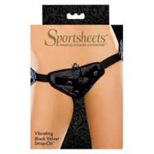Black Velvet Vibrating Strap-On Harness at Spencer's