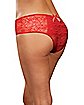 Plus Size Ruffle Back Lace Crotchless Panties -  Red