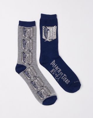 Survey Corps Attack on Titan Crew Socks 2 Pack - Spencer's