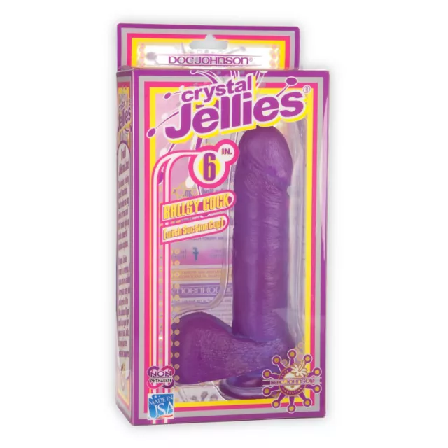 Crystal Jellies Ballsy Dildo - 8 Inch Purple