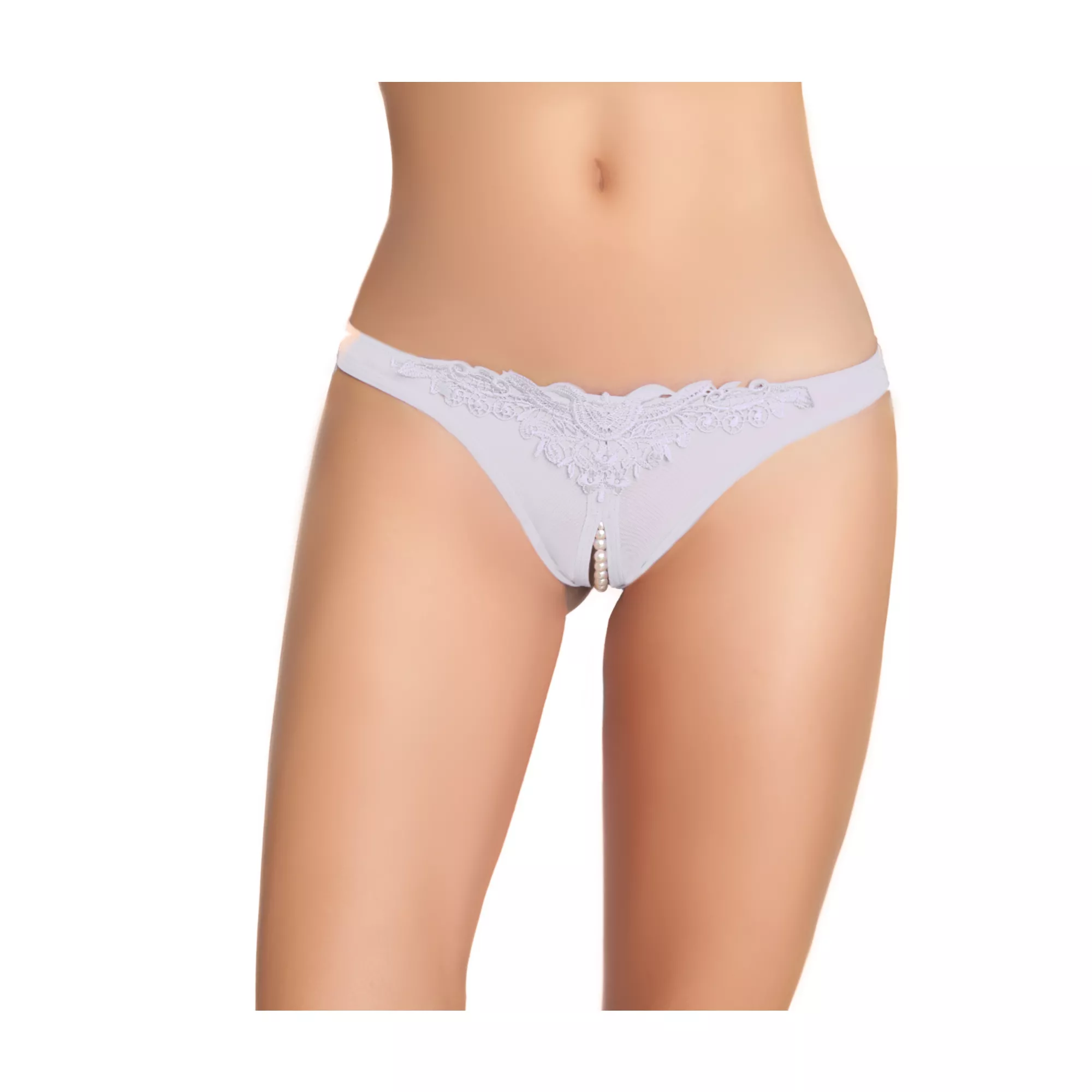 Pearl Crotchless Thong Panties - White at Spencer's