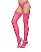 Lace Top Thigh High Stockings - Pink