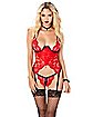 Scalloped Lace Bustier and Crotchless G-String Panties Set
