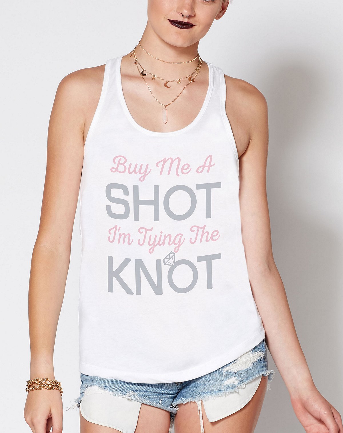 buy me a shot I'm tying the knot tank top bachelorette party bride