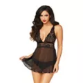 Black Lace Babydoll Set at Spencer's
