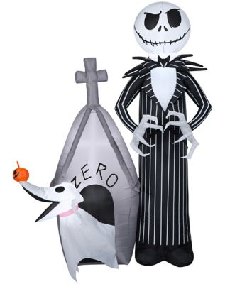 5 Ft Light Up Jack Skellington and Zero Inflatable - The Nightmare Bef by Spencer's