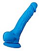 Suction Cup Dildo with Balls Blue - 8 Inch