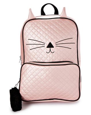 pink quilted kitten animal backpack