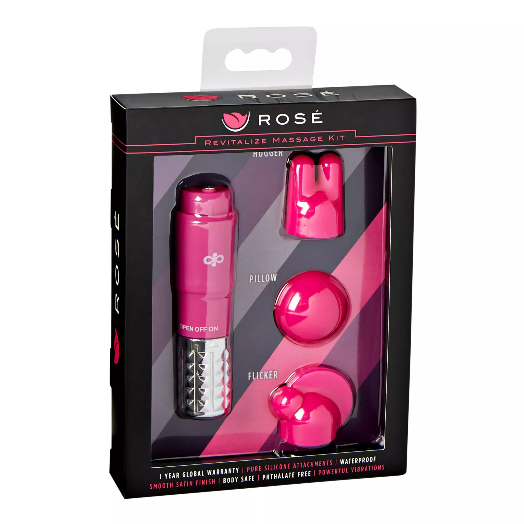 Rose Revitalize Waterproof Massager Kit - Pink at Spencer's