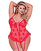 Heart Cut Out Lace Plus Size Teddy
