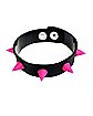 Faux Leather Pink Spiked Cuff