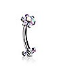 Body Sensitive Flower Synthetic Opal ASTM F-136 Titanium Curved Barbell - 16 Gauge