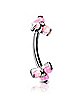 Body Sensitive Pink Flower Synthetic Opal ASTM F-136 Titanium Curved Barbell - 16 Gauge