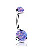 Body Sensitive Purple Synthetic Opal ASTM F-136 Titanium Belly Ring - 14 Gauge