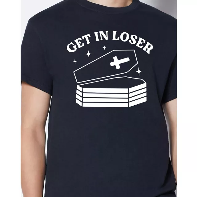 Get in Loser Coffin T Shirt at Spirit Halloween