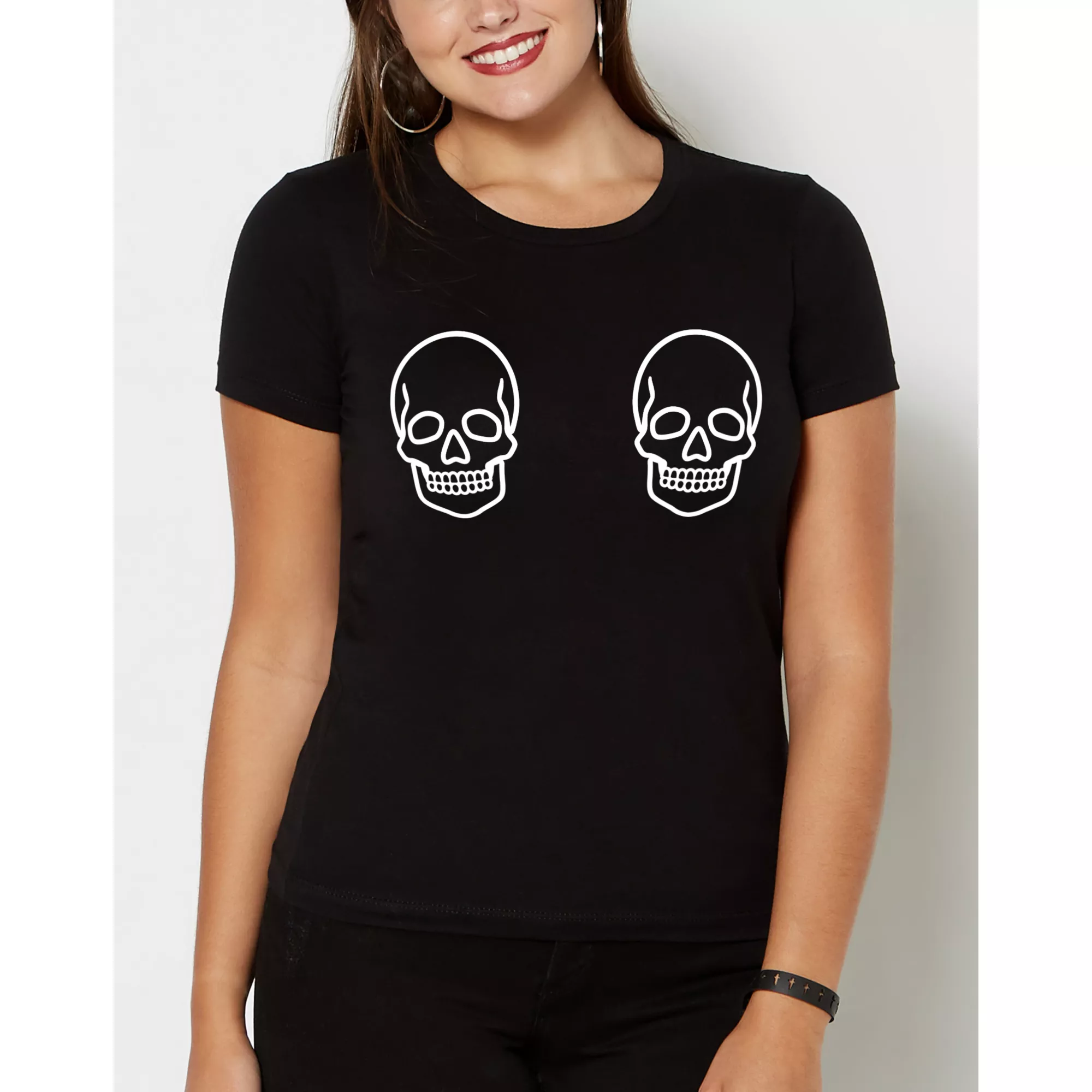 Black Skull Boobs T Shirt at Spirit Halloween