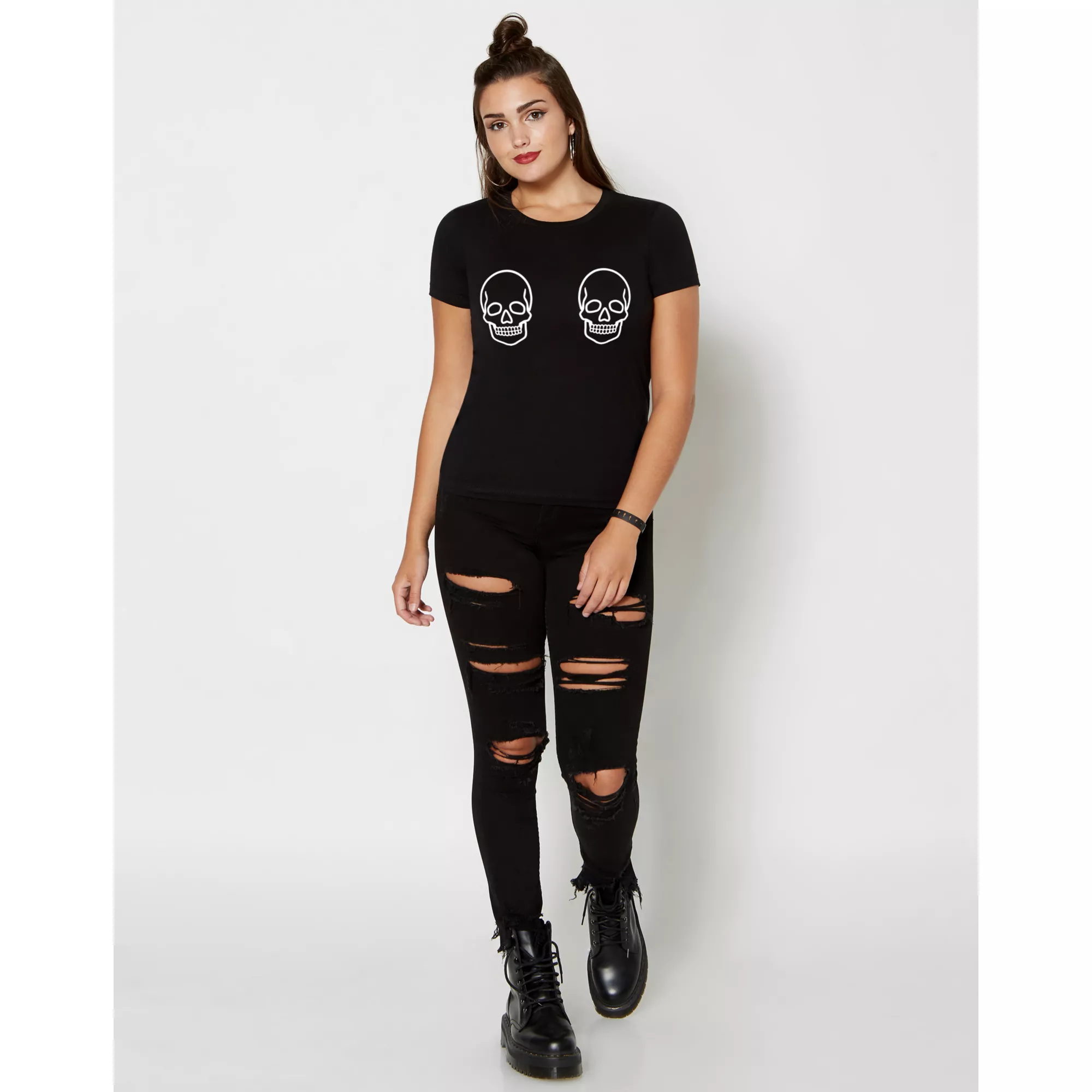 Black Skull Boobs T Shirt at Spirit Halloween