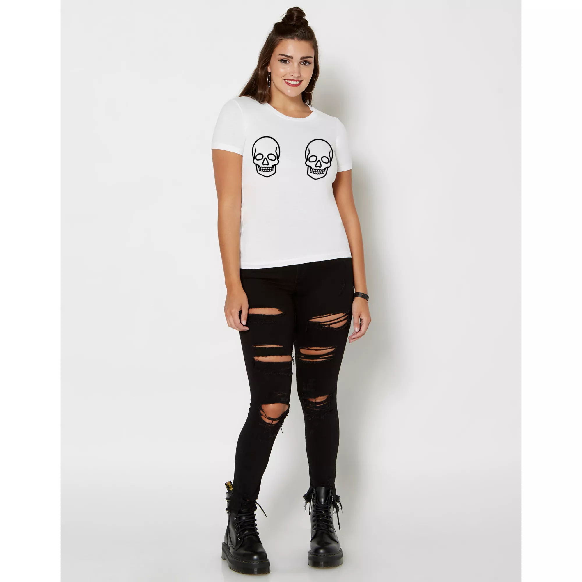 White Skull Boobs T Shirt at Spirit Halloween