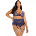 Plus Size Navy Bralette and Panties Set at Spencer's