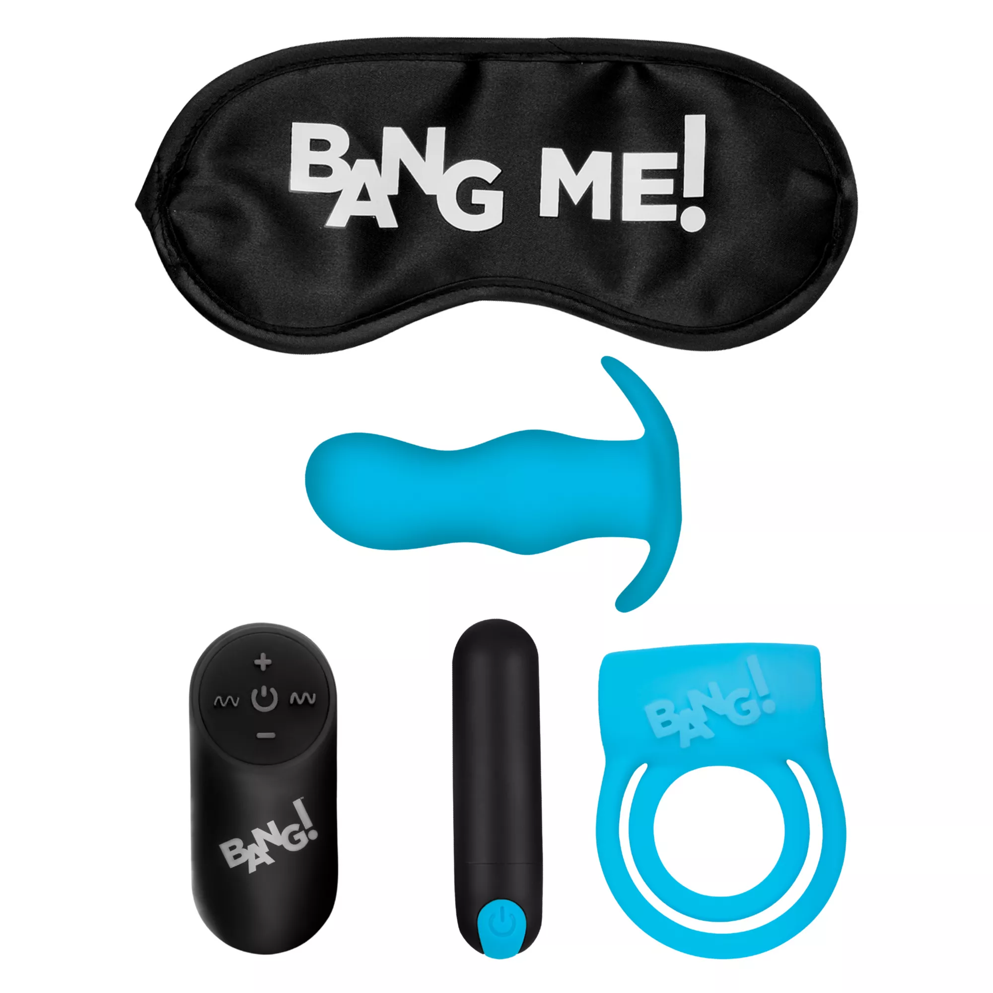 Blindfold, Cock Ring, Butt Plug and Bullet Vibrator Sex Toy Kit