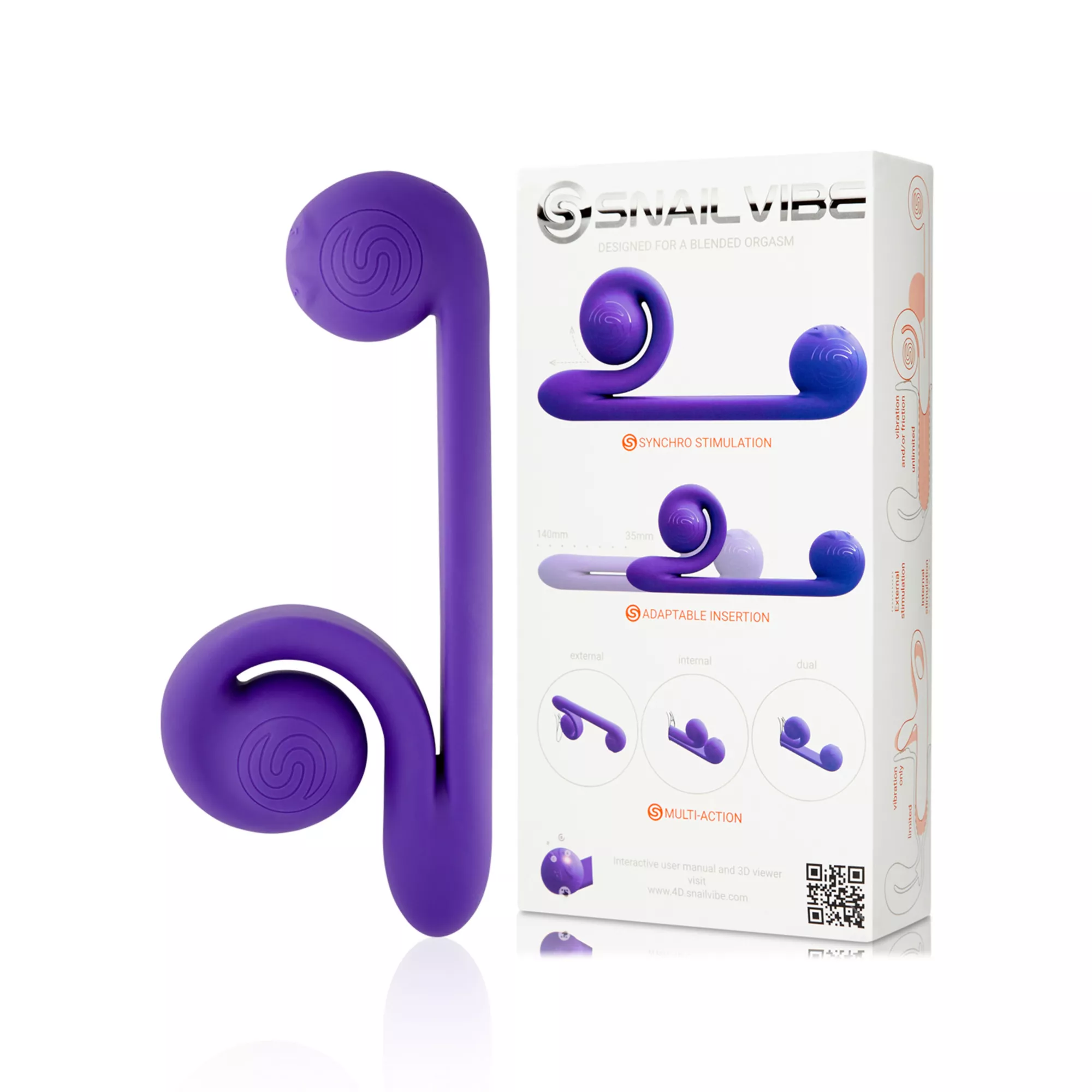 Multi-Function Purple Rechargeable Waterproof Snail Vibrator 9.5 Inch