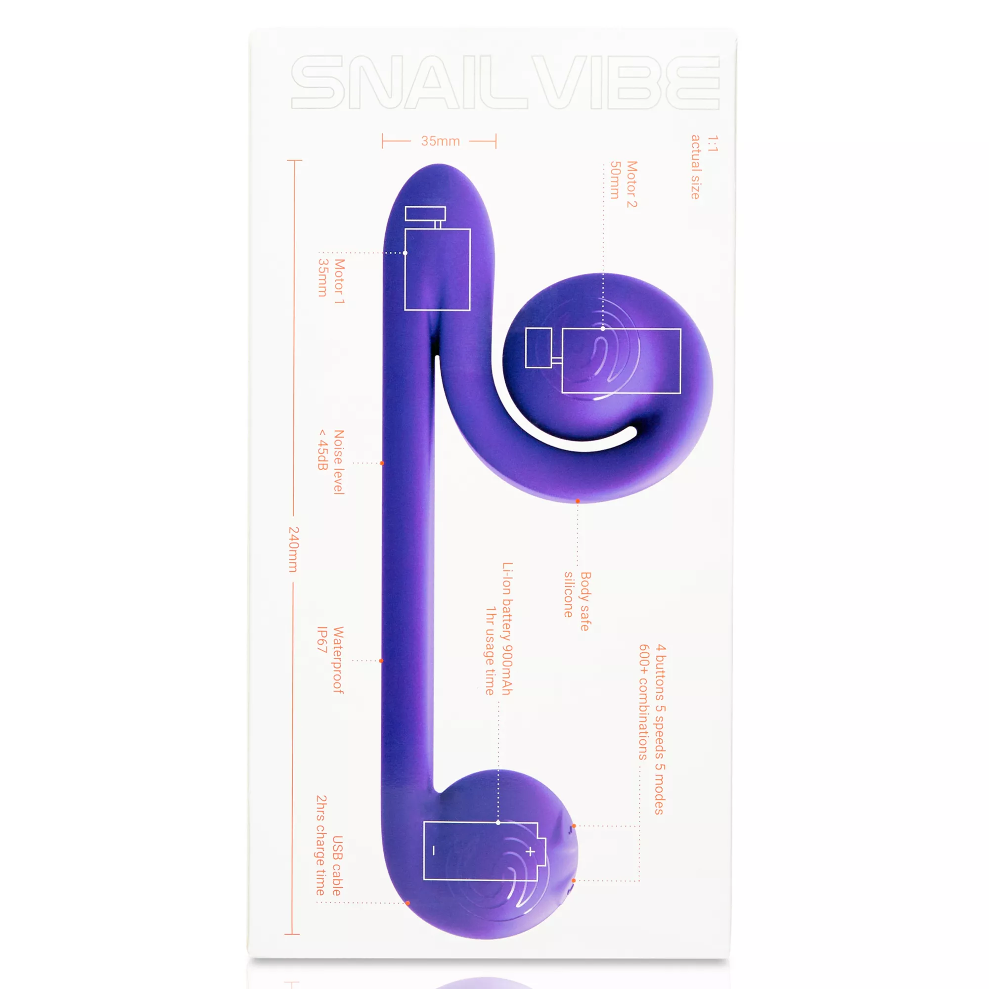 Multi-Function Purple Rechargeable Waterproof Snail Vibrator 9.5 Inch at Spencer's