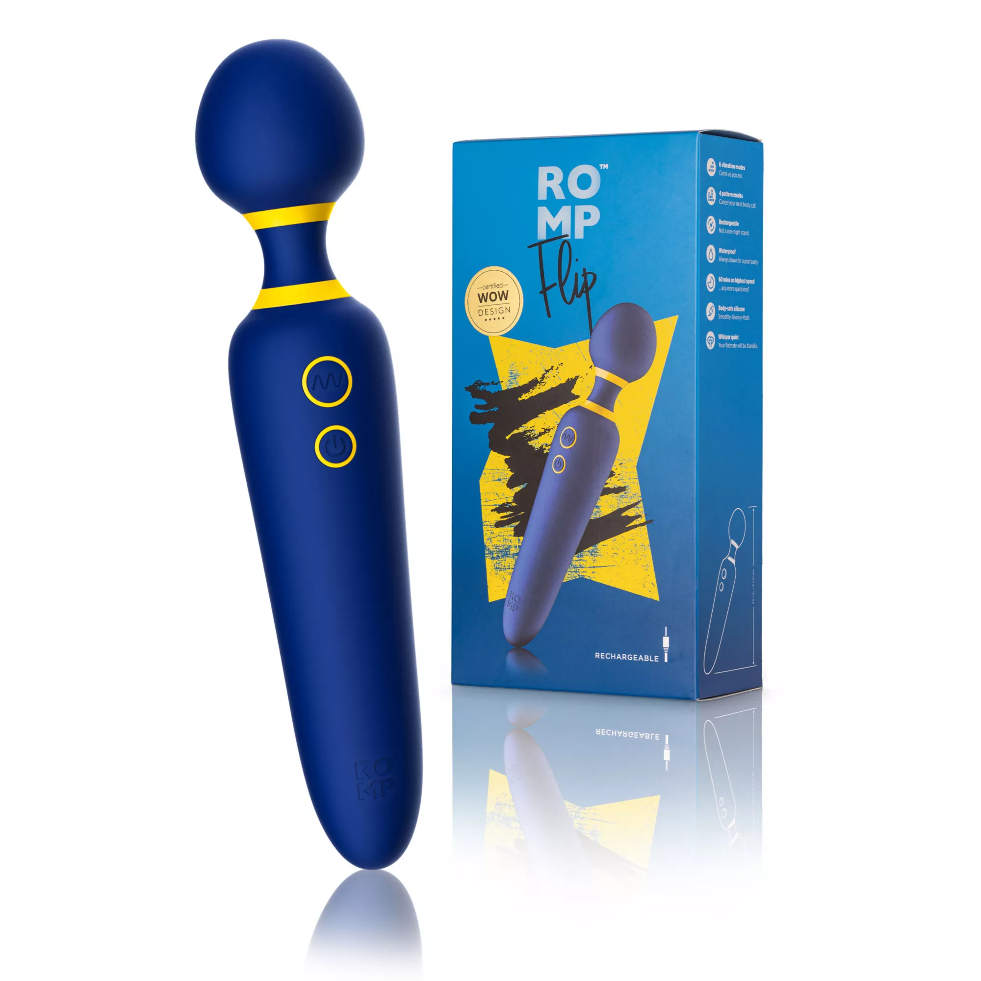 Flip Multi-Function Multi-Speed Rechargeable Waterproof Wand Massager 9 Inch - ROMP