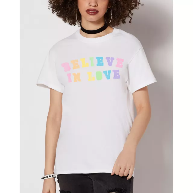 Rainbow Believe In Love Pride T Shirt at Spencer's
