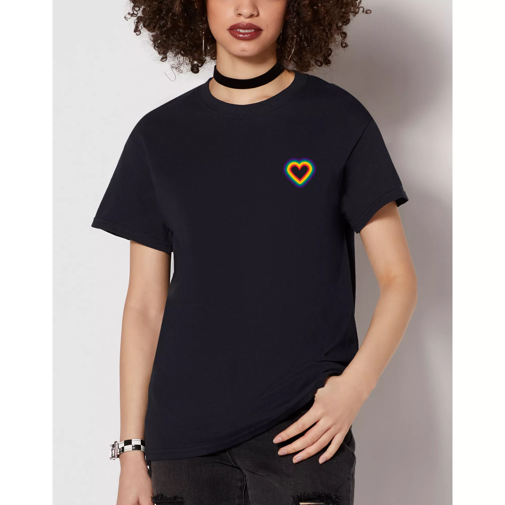 Tiny Rainbow Heart Pride T Shirt at Spencer's