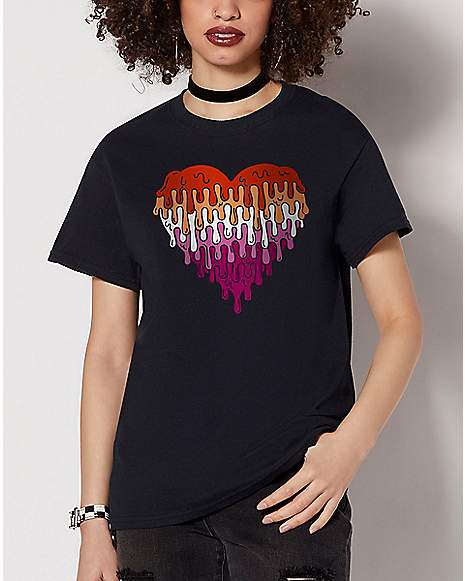 Melting Heart Lesbian Pride T Shirt - Spencer's