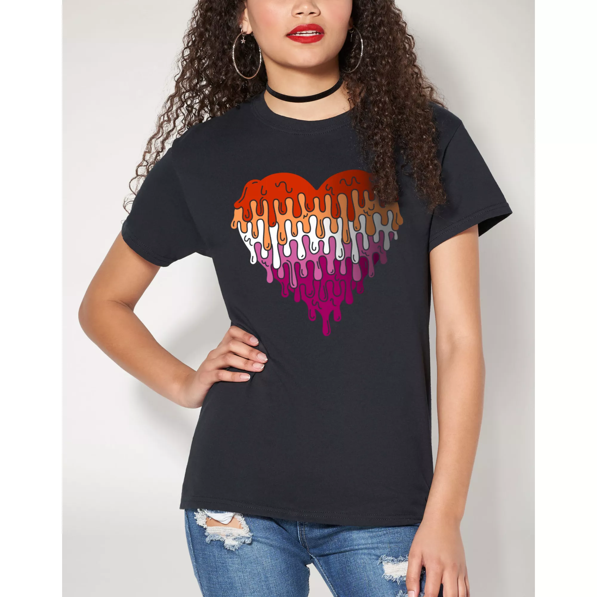 Melting Heart Lesbian Pride T Shirt at Spencer's