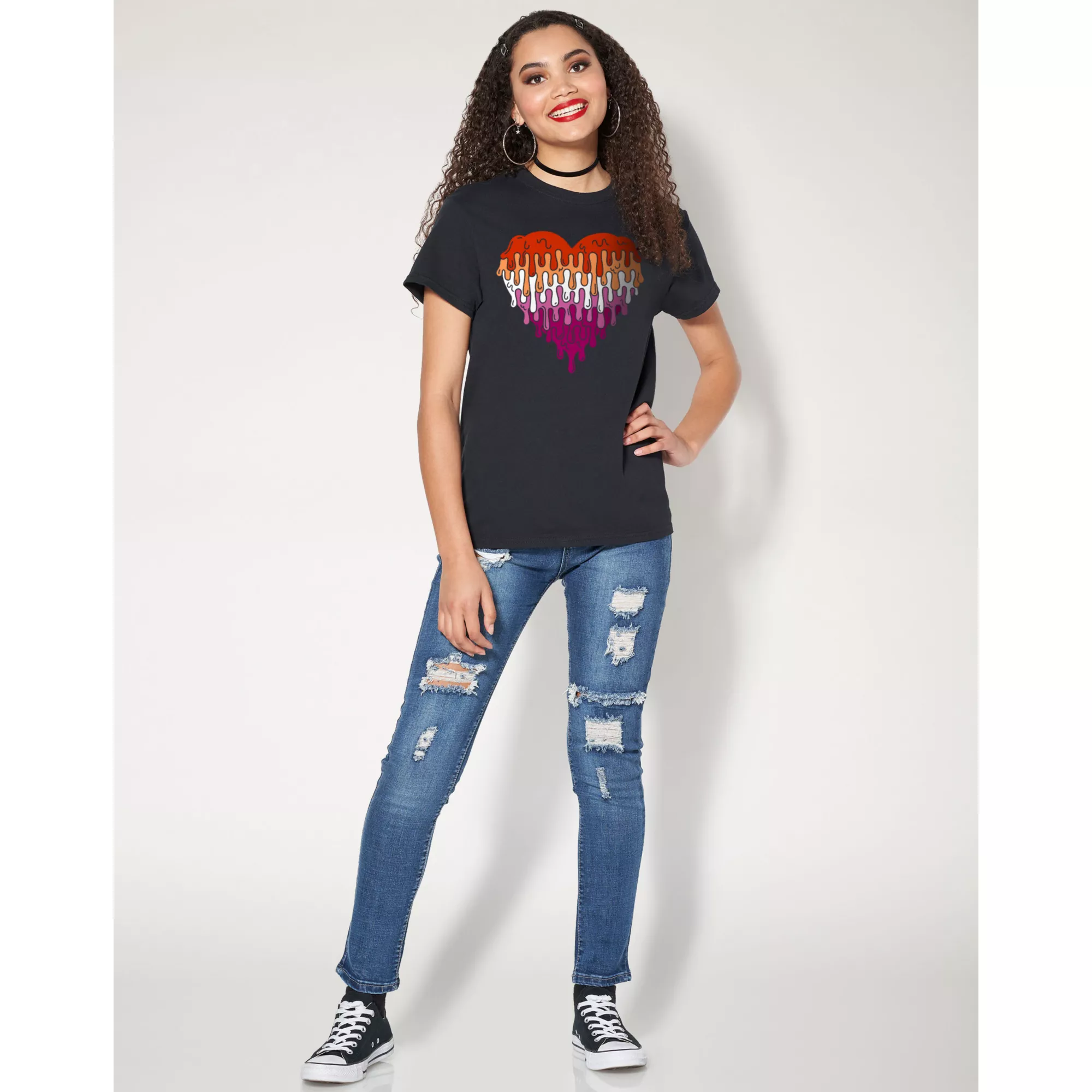 Melting Heart Lesbian Pride T Shirt at Spencer's