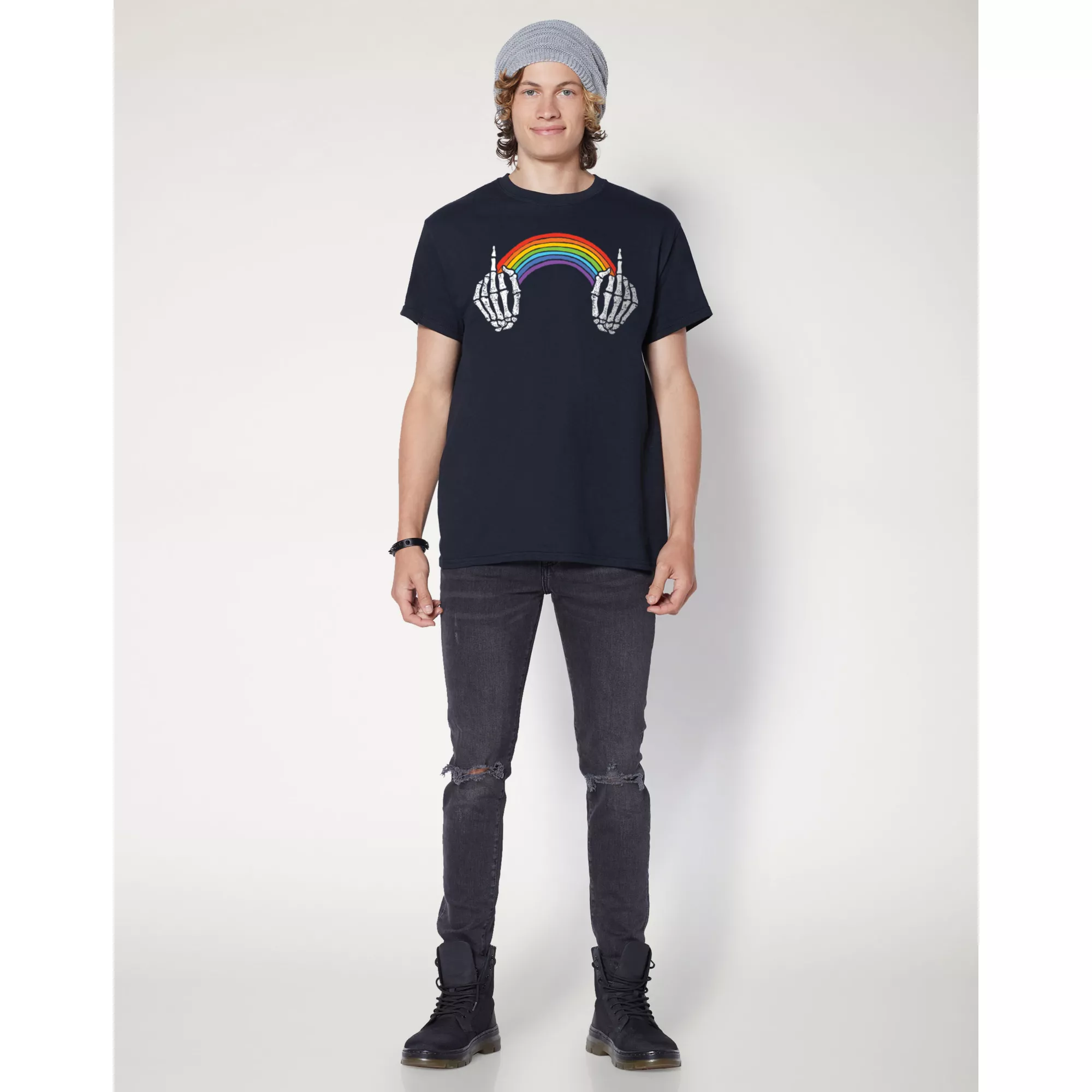 Middle Finger Rainbow Pride T Shirt at Spencer's