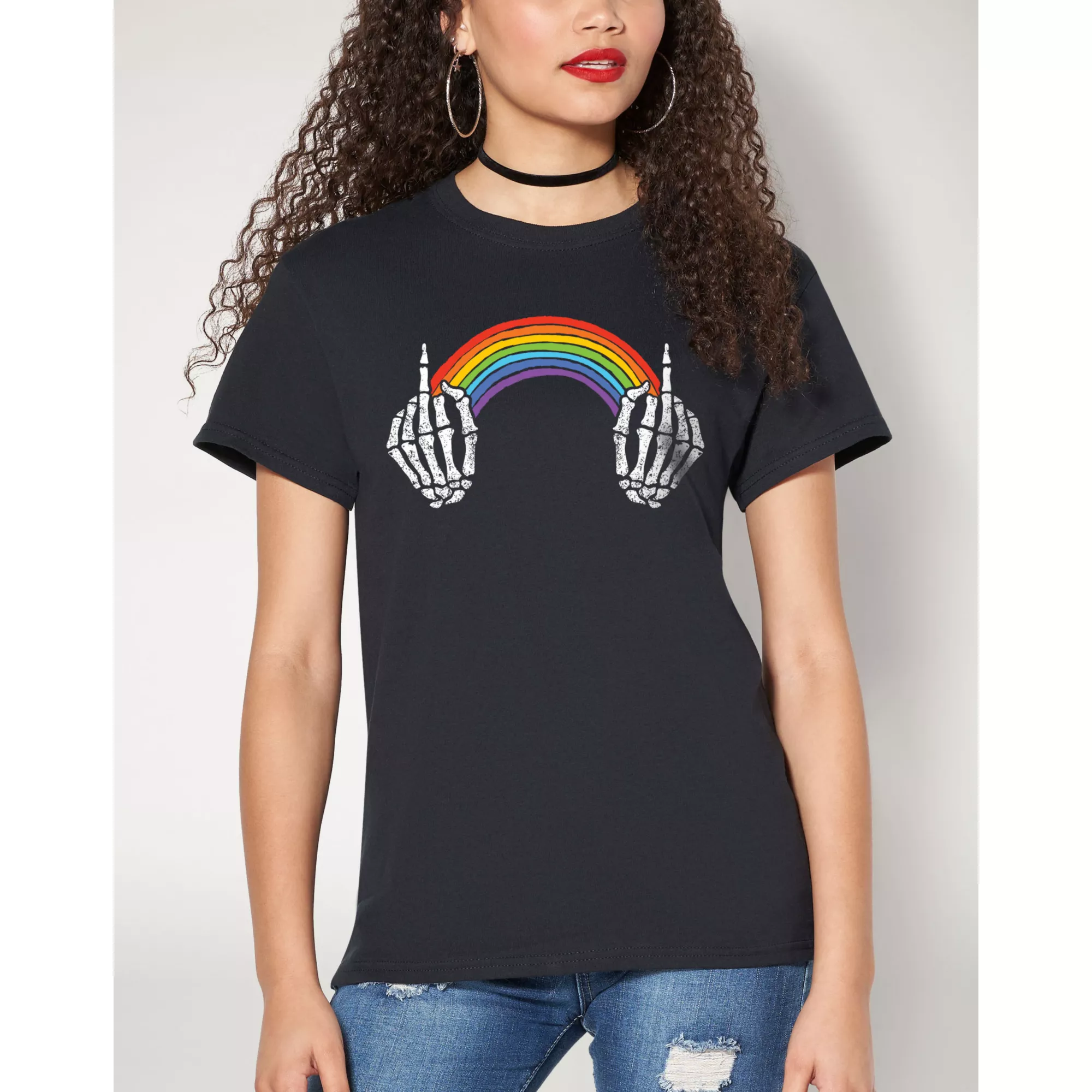 Middle Finger Rainbow Pride T Shirt at Spencer's