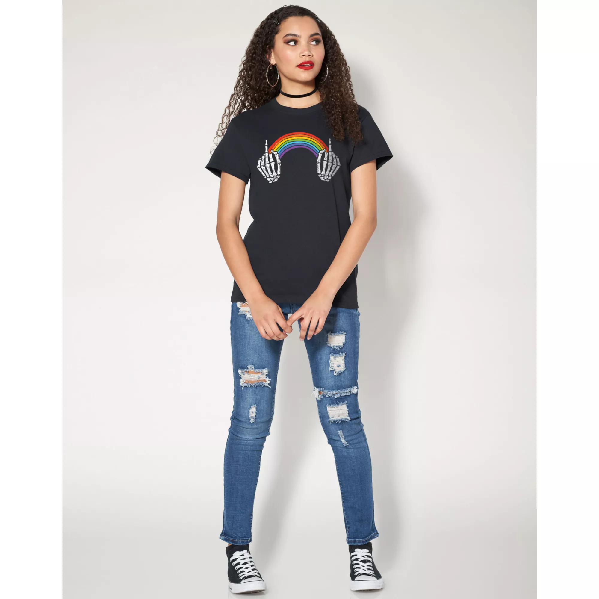 Middle Finger Rainbow Pride T Shirt at Spencer's