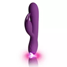 Flutter 10 Function Rechargeable Waterproof Rabbit Vibrator Purple - 7.3 Inch at Spencer's