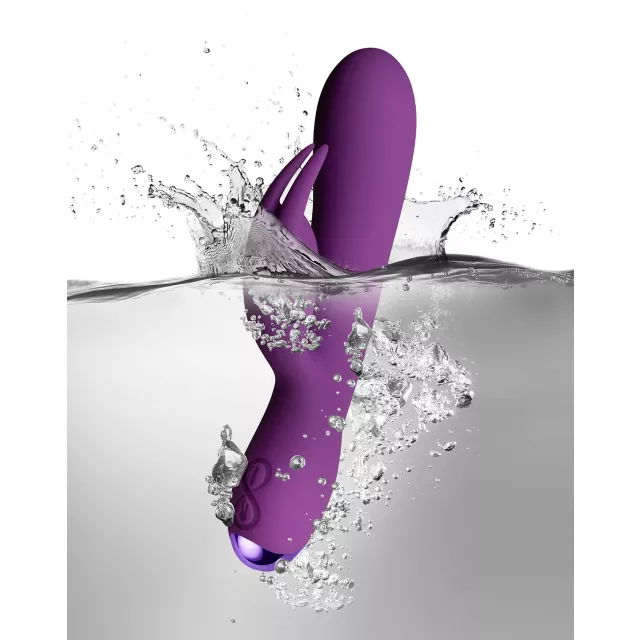 Flutter 10 Function Rechargeable Waterproof Rabbit Vibrator Purple - 7.3 Inch at Spencer's