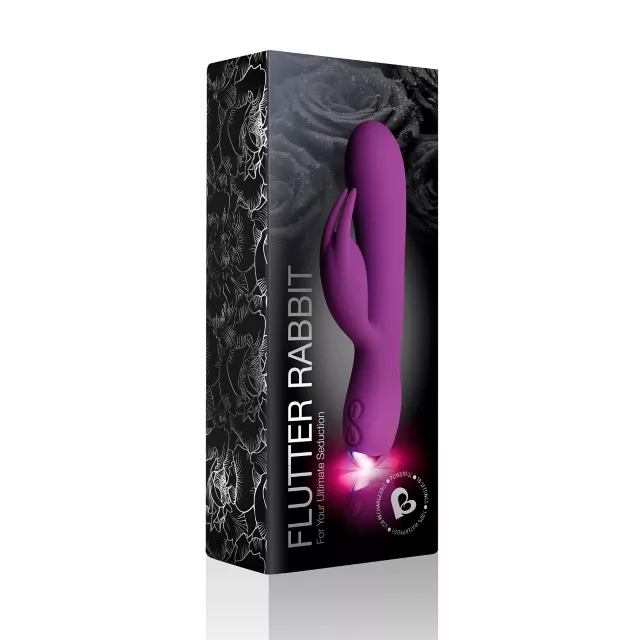 Flutter 10 Function Rechargeable Waterproof Rabbit Vibrator Purple - 7.3 Inch at Spencer's